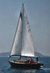 'Goosander', the designers own boat, built as a 28ft version with retrouso stern, expertly built and maintained by the designer.